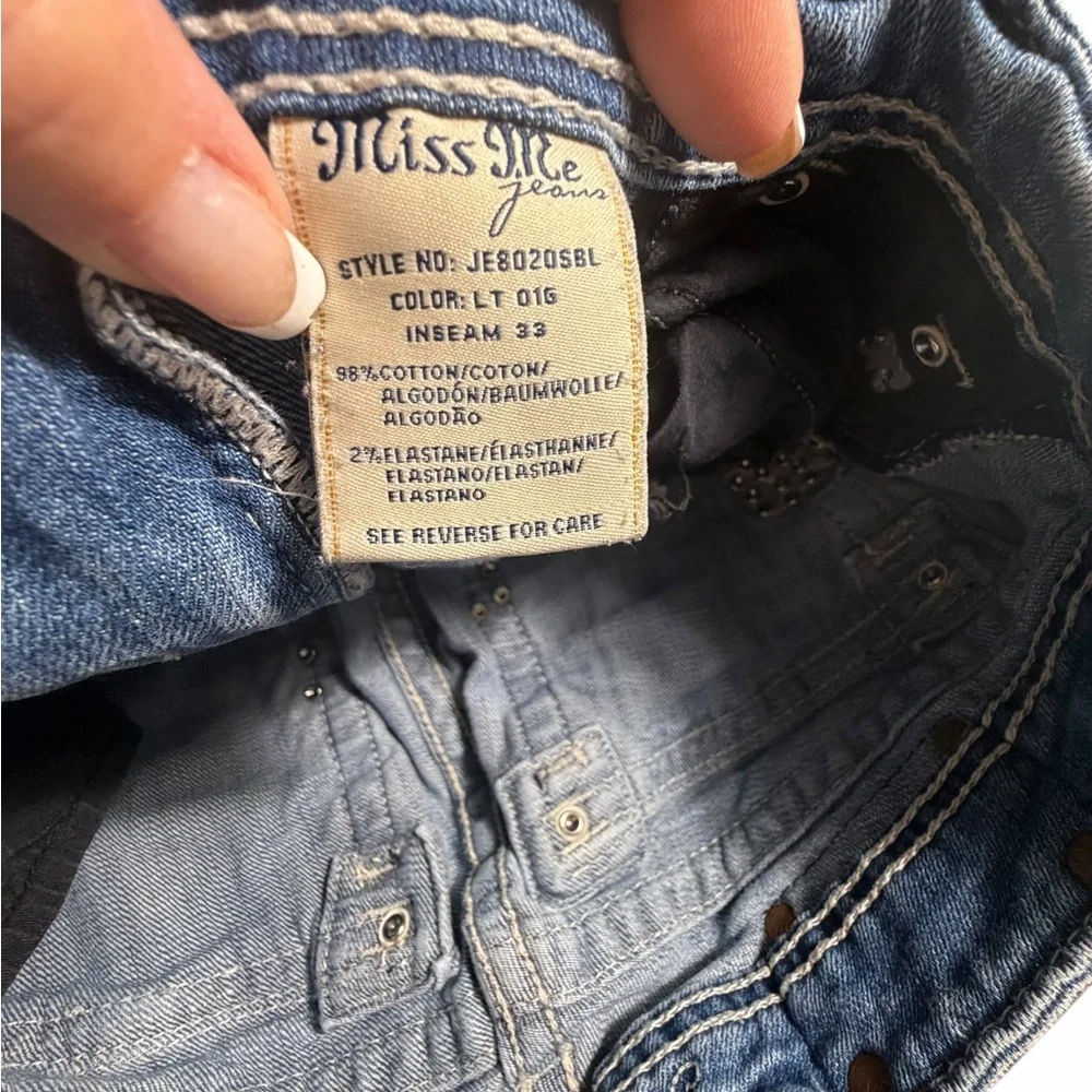 Miss Me Light Wash Embellished Flap Pocket Bootcut Jeans Sz 28 - Picture 15 of 15